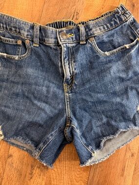 aerie Dark Blue Distressed Denim Cutoff Shorts